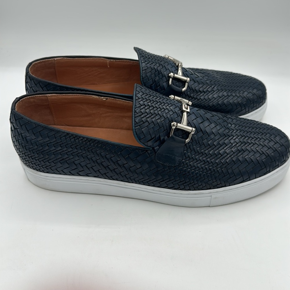 Marc Nolan Men’s Navy Woven Horse-Bit Sneakers sz 14 - Picture 2 of 7
